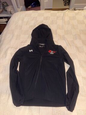 Under Armour Black Hooded Full-Zip Jacket with Red Cheer Patch